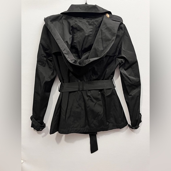 Madden Girl Black Trench Coat with Brown Buttons Medium - Picture 3 of 13